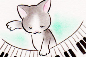 ぬこ、ピアノを弾く